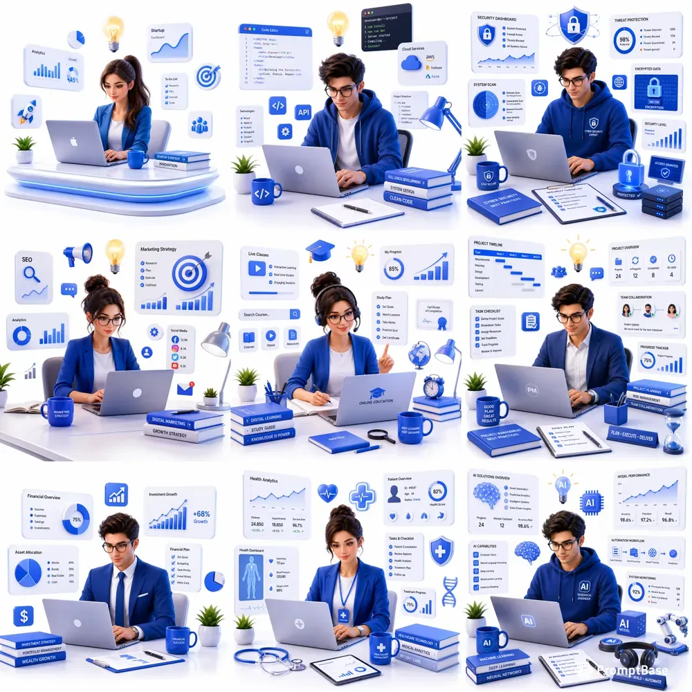 Modern 3D Office Team Illustrations