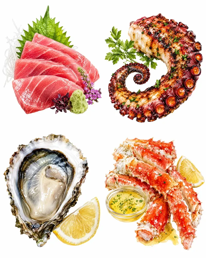 Seafood Watercolor Cliparts