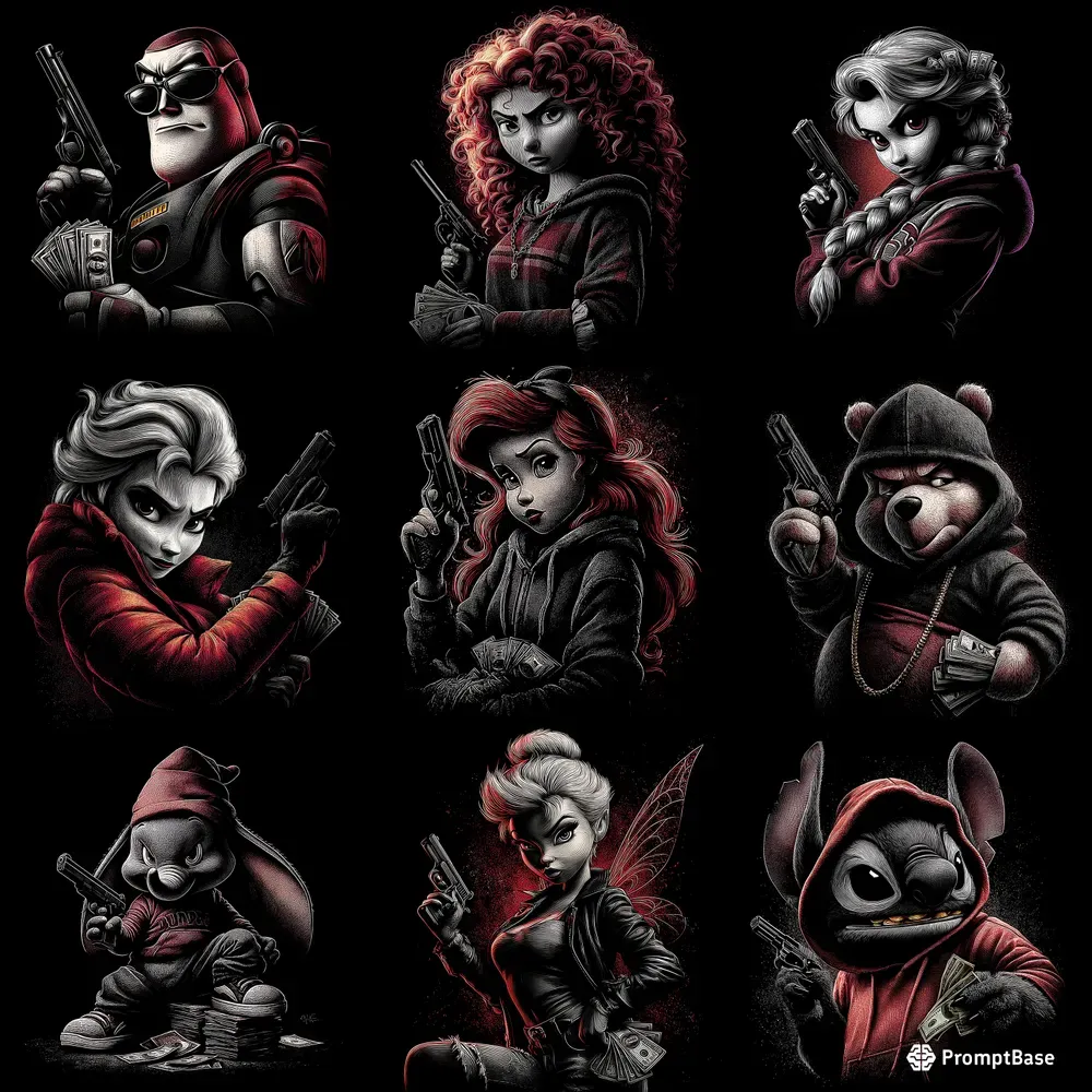 Disney Character Gangster Portraits