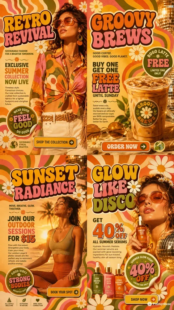 70s Groovy Summer Disco Promo Banners