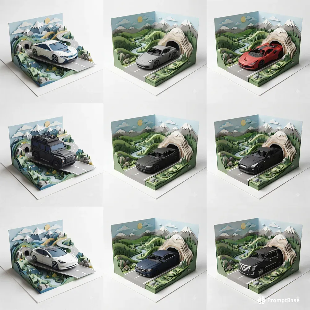 Car Miniature Paper Diorama Collections