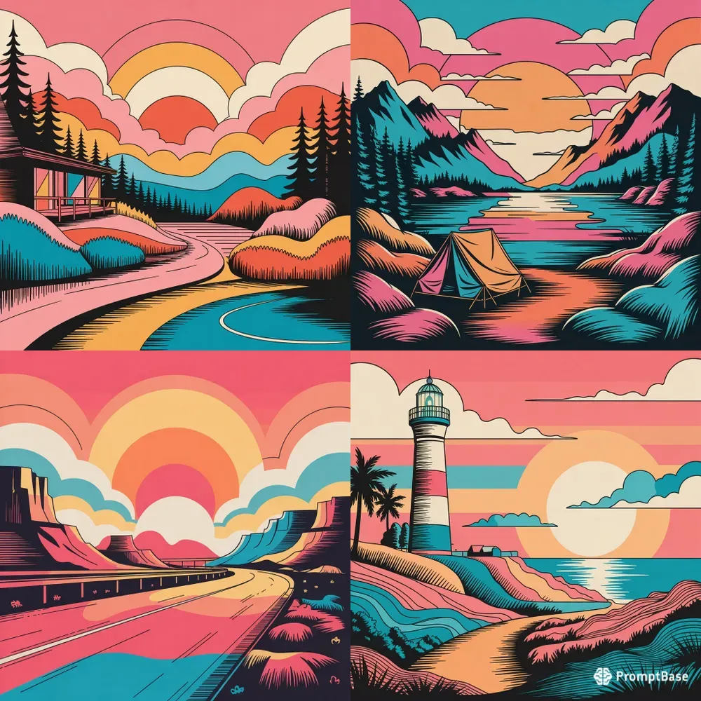 Retro Sunset Illustration Generators