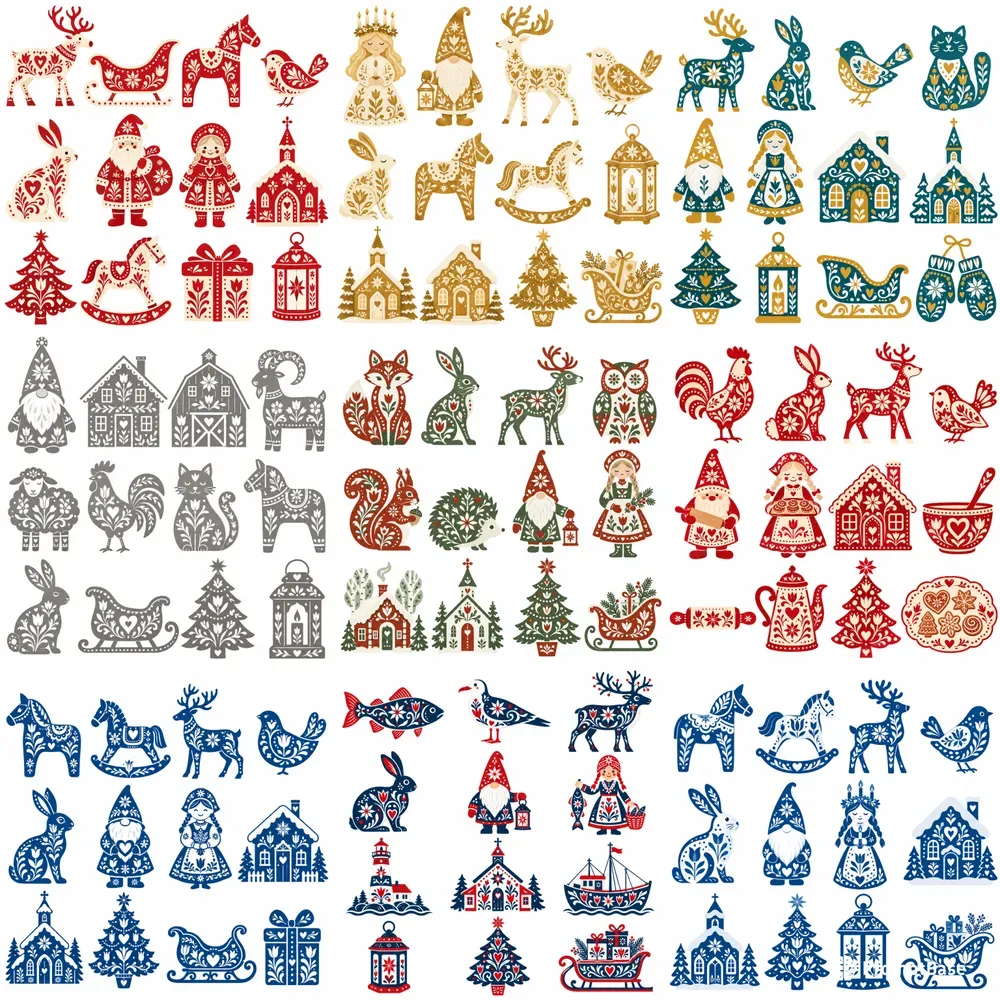 Nordic Folk Christmas Clipart Art