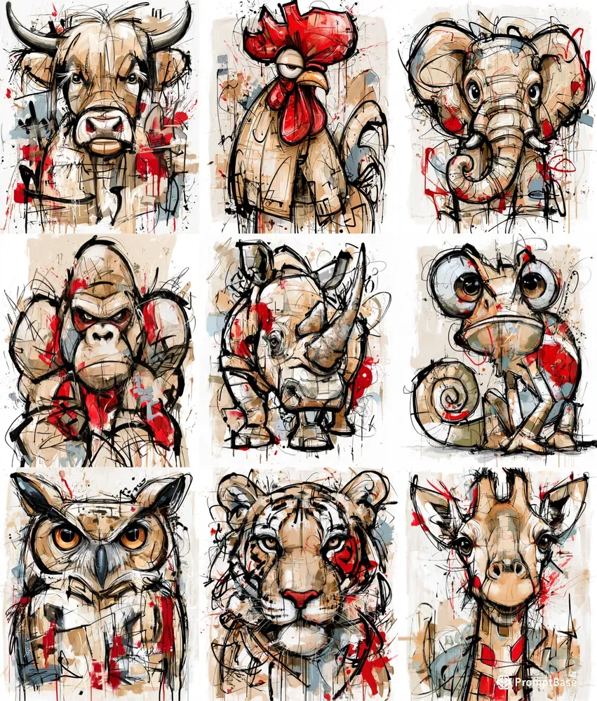 Expressive Animal Art Portraits
