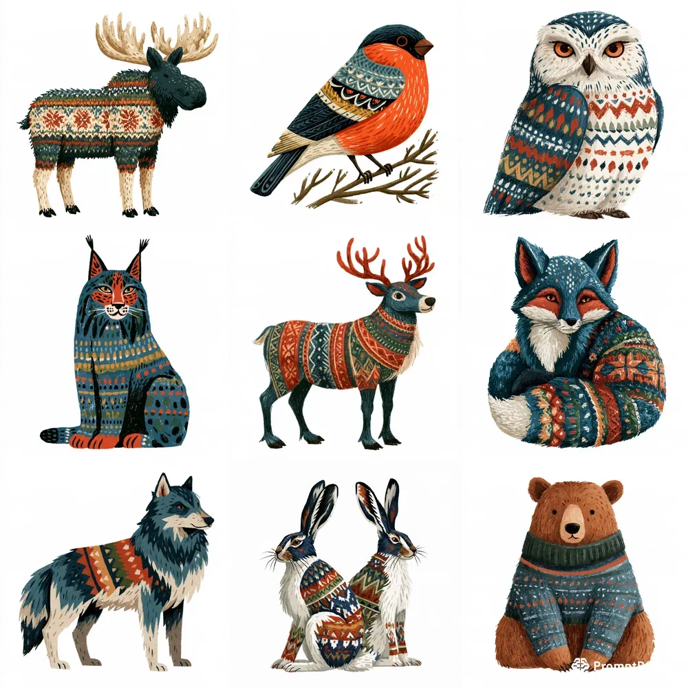 Nordic Winter Animal Cliparts