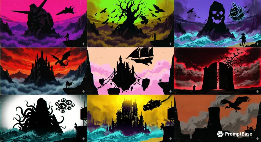 Retro Silhouetted Anime Backgrounds
