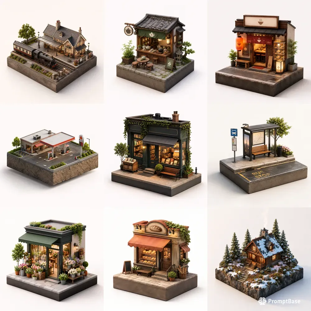 Floating Miniature Block Worlds