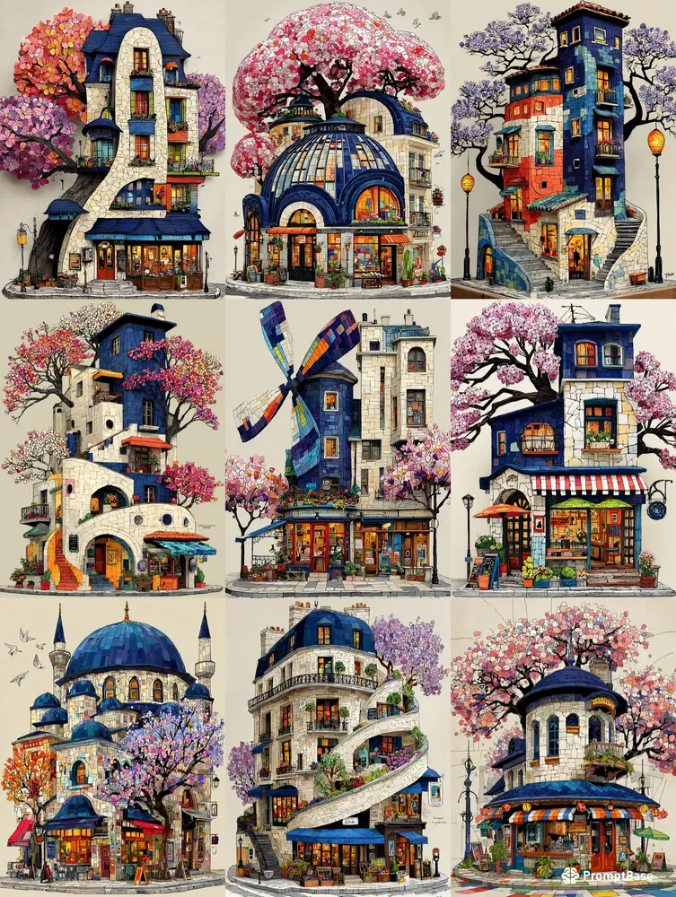 Hidden Cafe Architecture Clipart