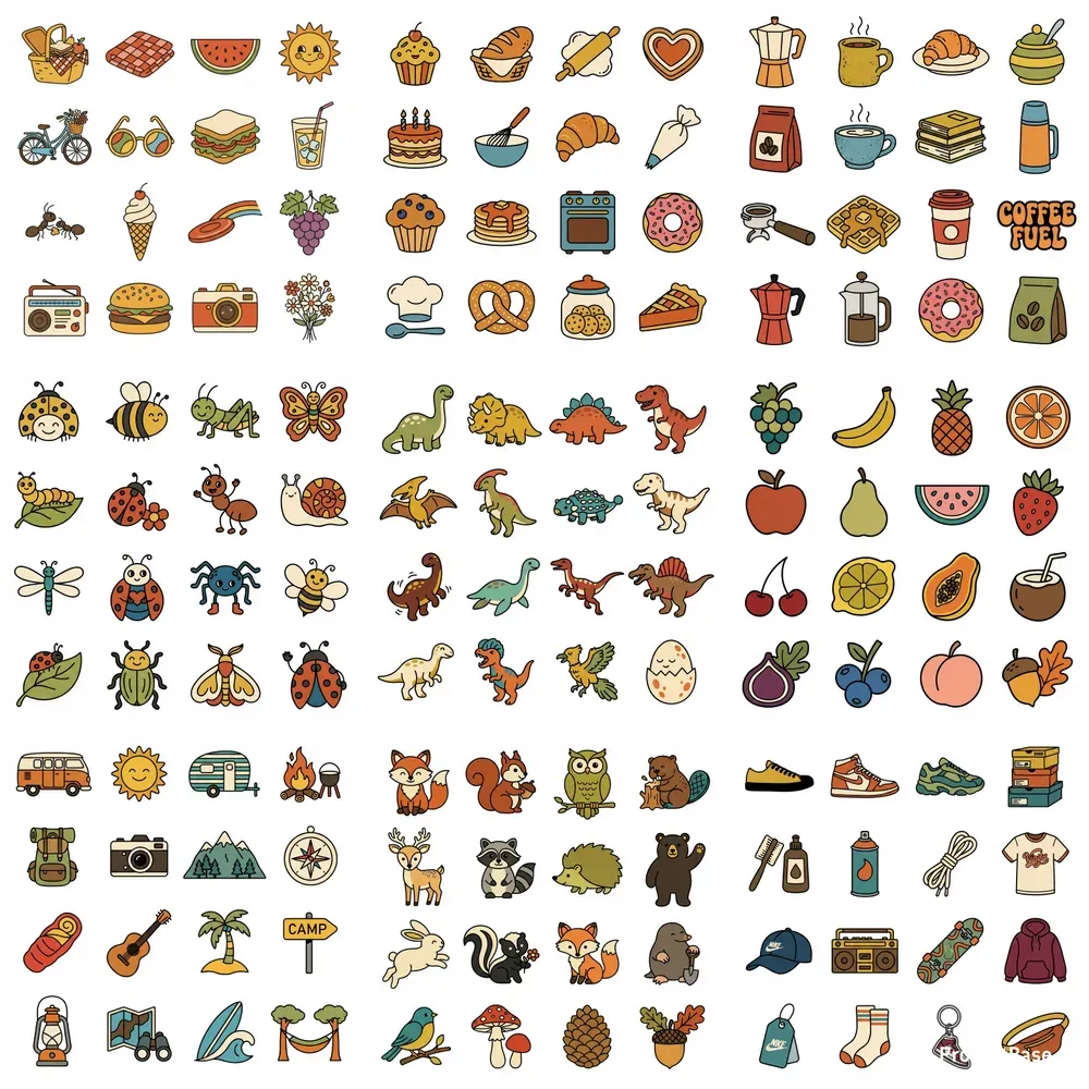2D 70s Groovy 16in1 Icon Grids