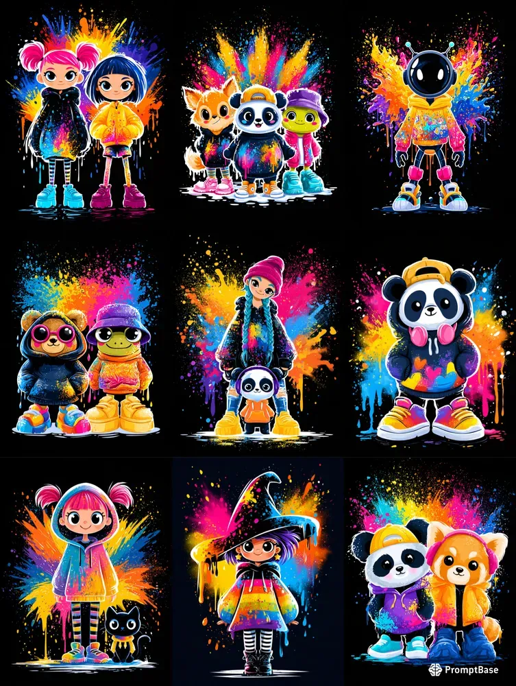 Kawaii Rainbow Graffiti Characters