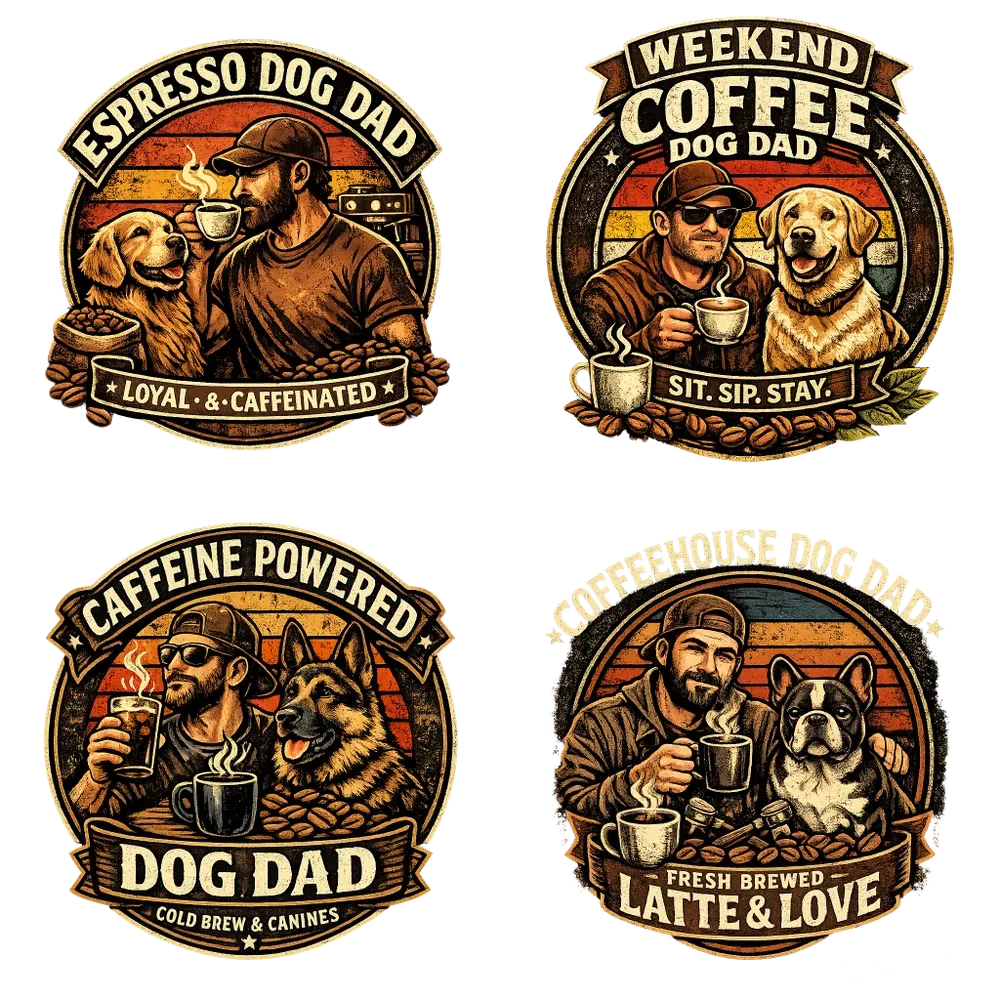 Vintage Grunge Dog Dad Coffee Roasters