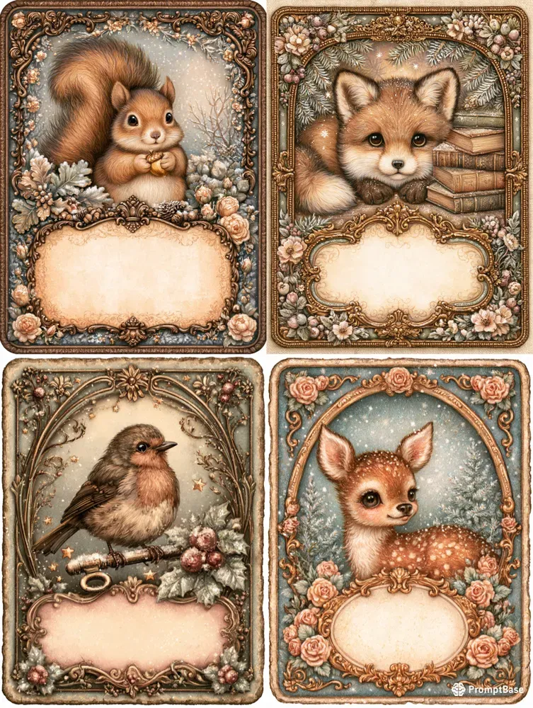 Vintage Enchanted Winter Bookplates