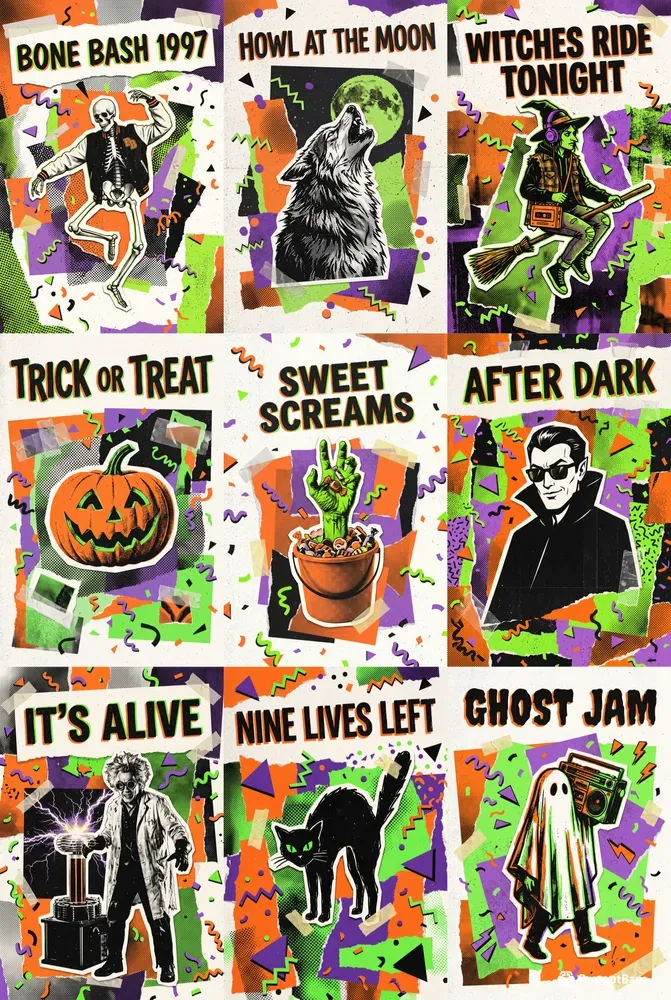 90s Retrogrunge Halloween Posters