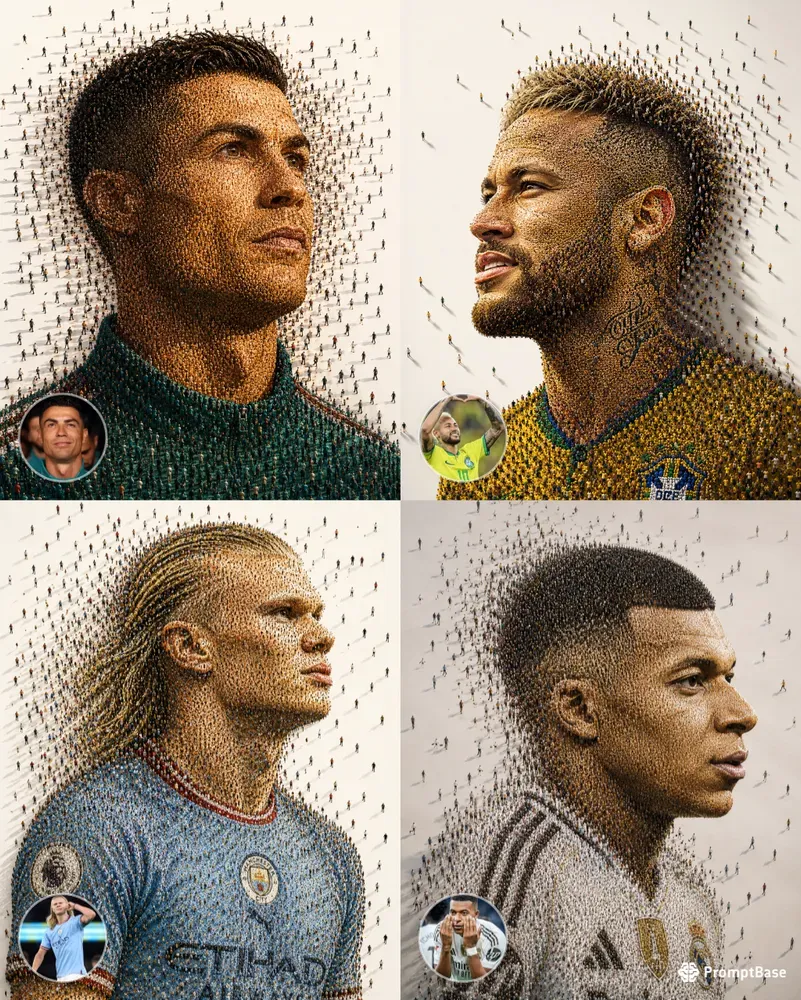Human Mosaic Portrait Art