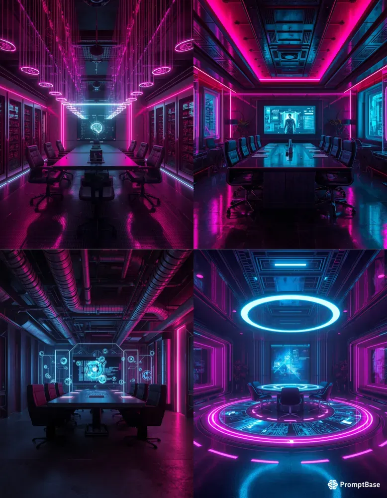 Futuristic Cyberpunk Meeting Rooms