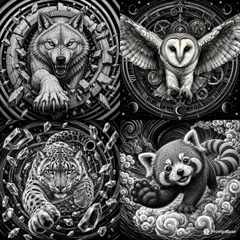 Dynamic Monochrome Animal Art