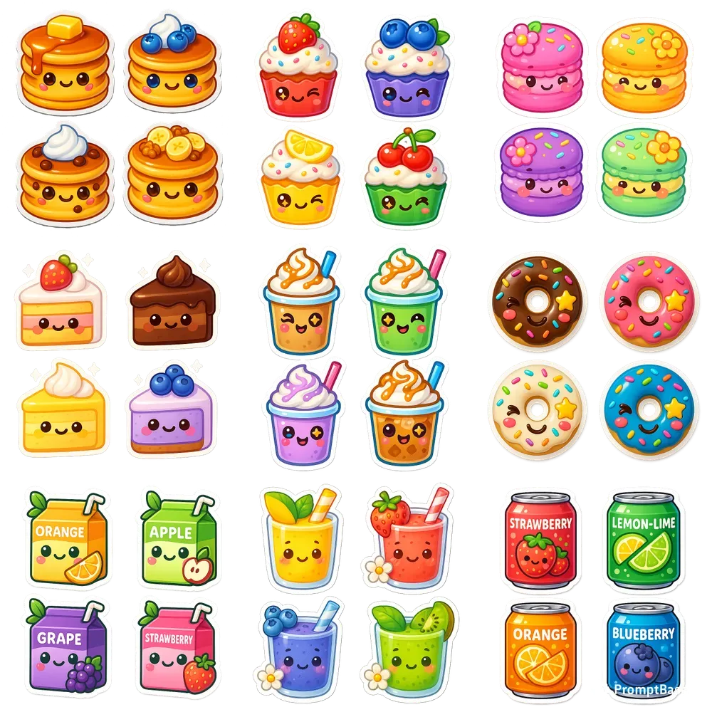 Adorable Kawaii Food Stickers