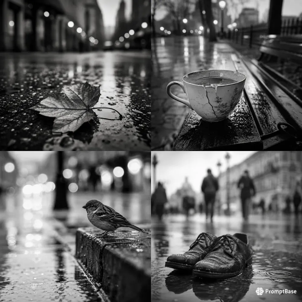 Black And White Rainy Street Fine Art