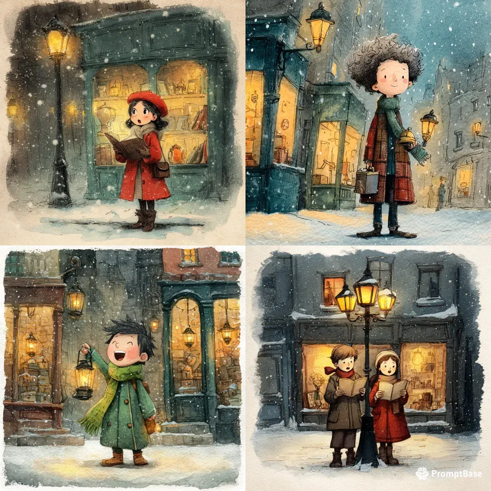 Vintage Christmas Caroler Illustrations