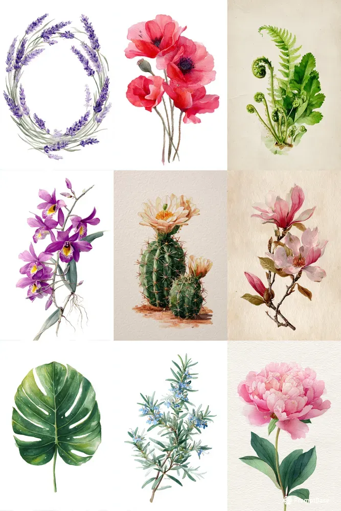Botanical Watercolor Illustration Genera