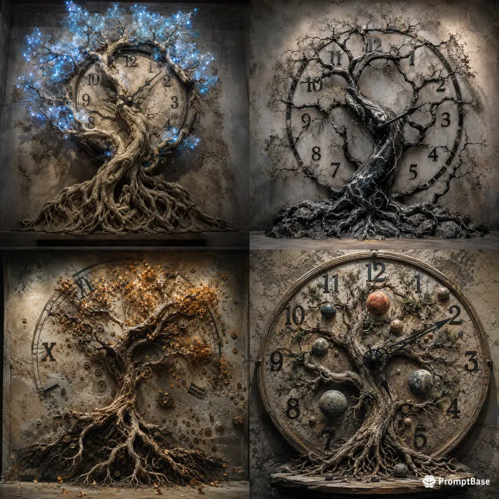 Eternal Tree Clock Surreal Wall Designs