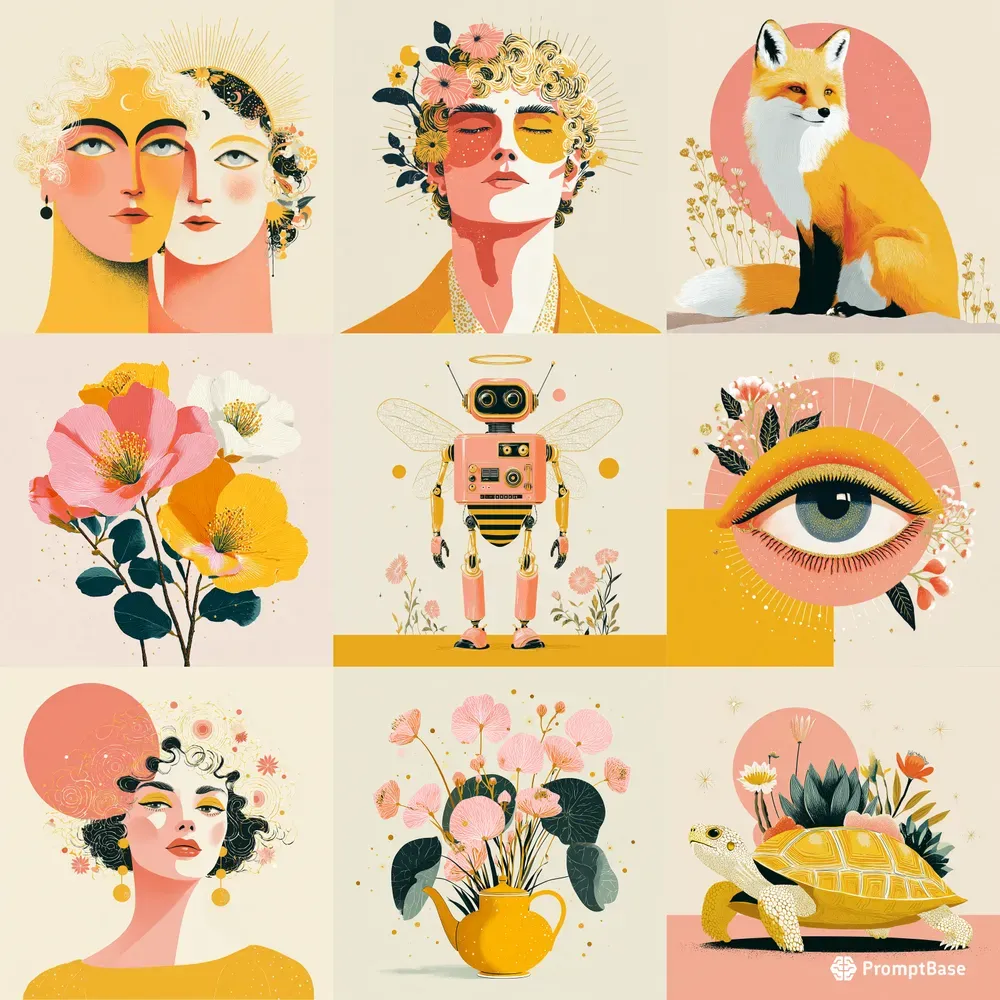 Vintage Modern Folk Art Illustrations