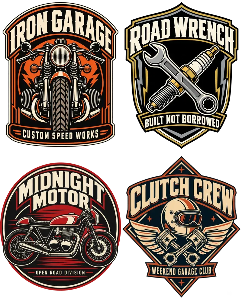 Moto Garage Emblem Tshirt Generator