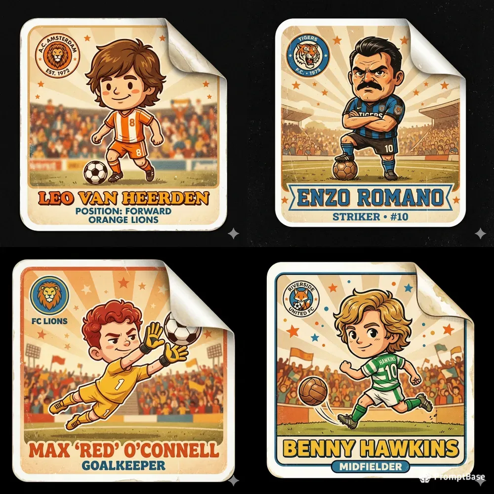 1970s Style Soccer Card Stickers