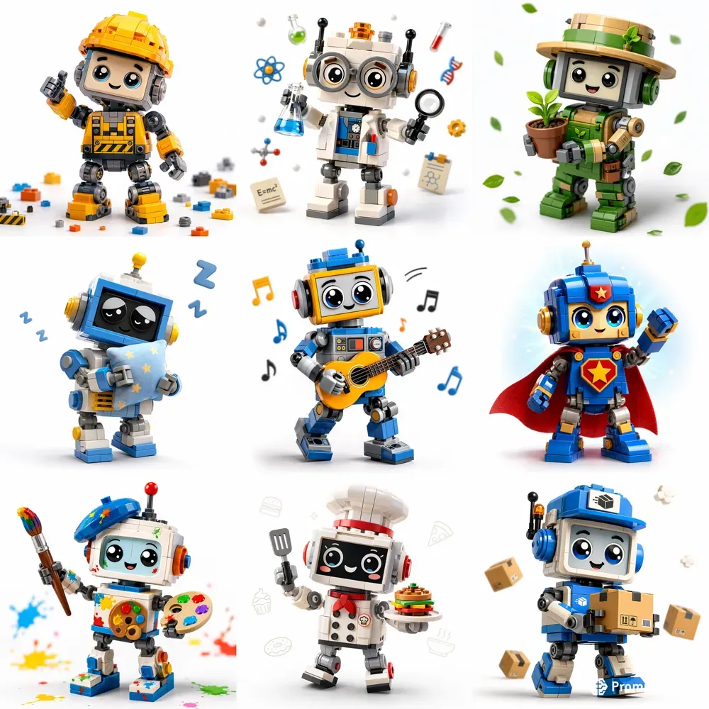Cute Legostyle Robot Characters