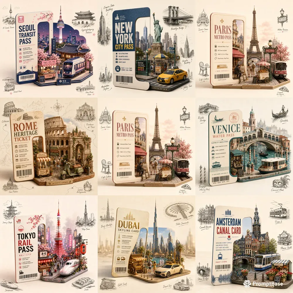 Travel Card Landmark Posters
