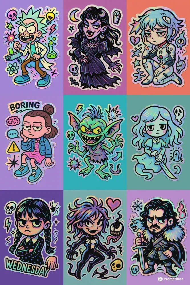 Holographic Stickers Famous Characters