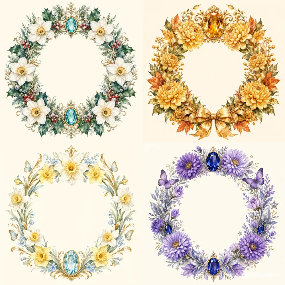 Luxury Birth Flower Crests