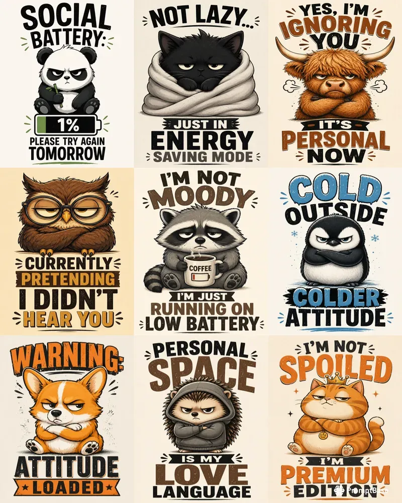 Cute Sarcastic Animal Tshirts