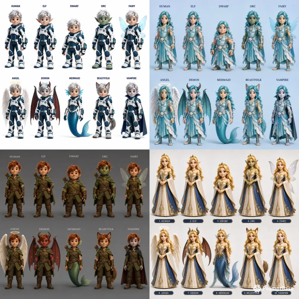 3D Character Species Sheets