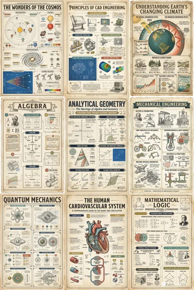 Vintage Scientific Infographic Posters