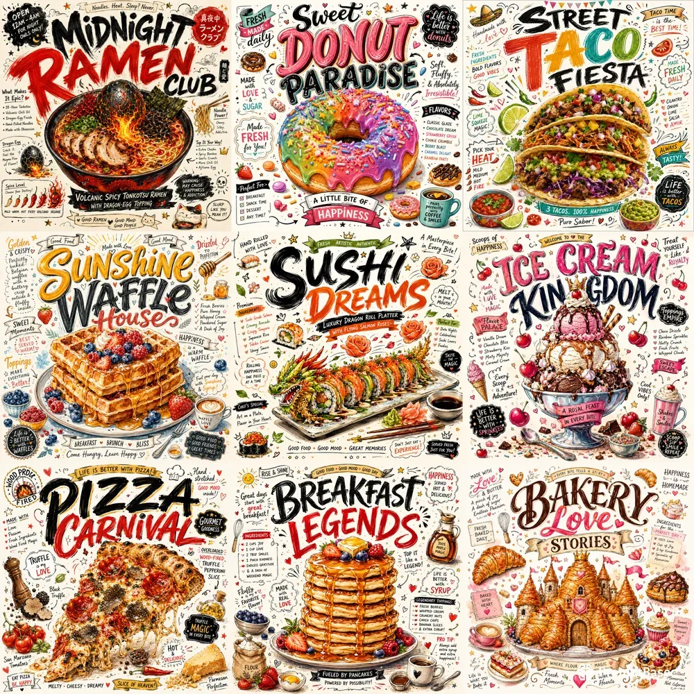 Whimsical Food Doodle Poster Generator