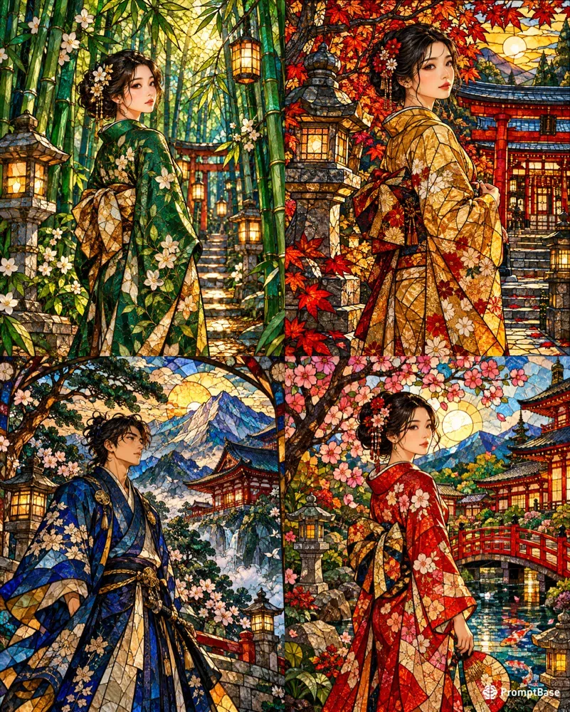 Stained Glass Portrait Scenes