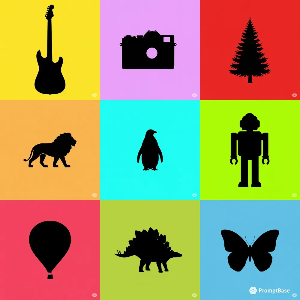Bold Black Silhouettes On Bright Bgs