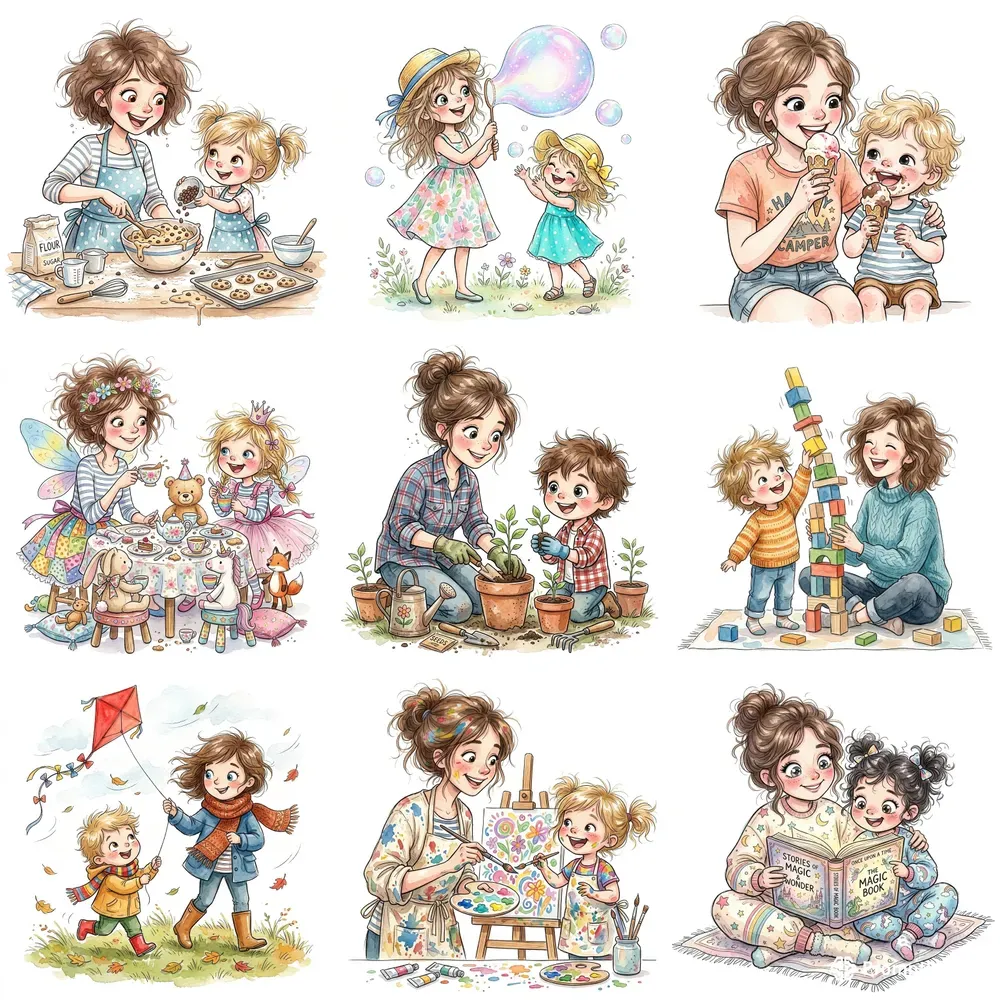 Mothers Day Watercolor Clipart