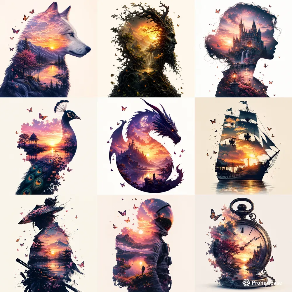 Dreamscape Double Exposure Silhouettes