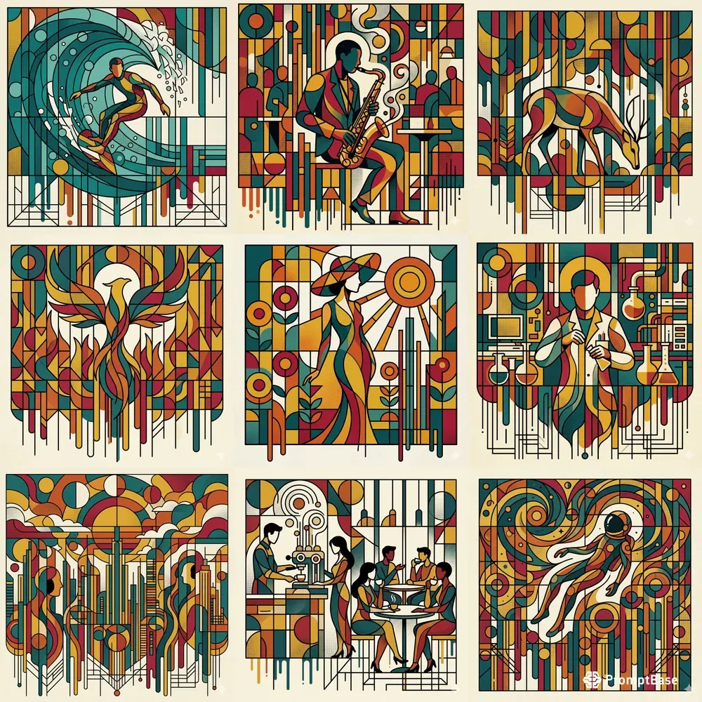Modern Geometric Mosaic Abstract Art