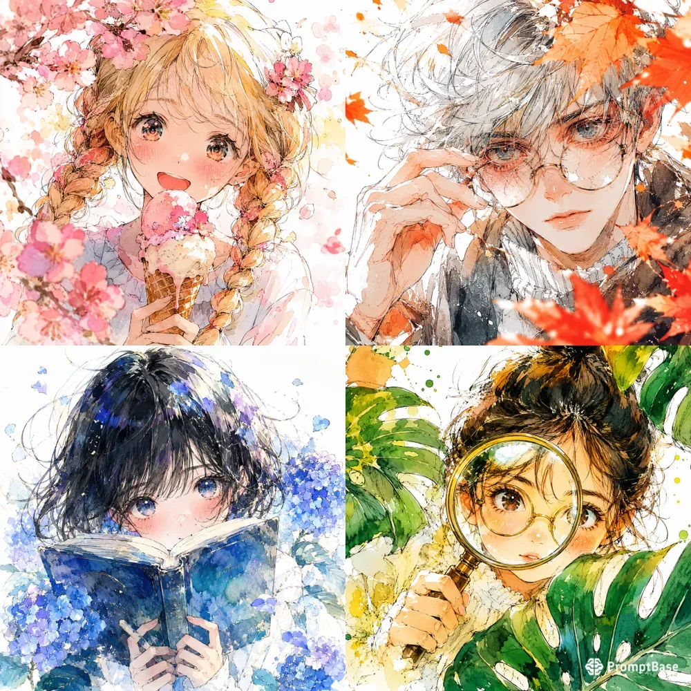 Expressive Anime Watercolor Portraits