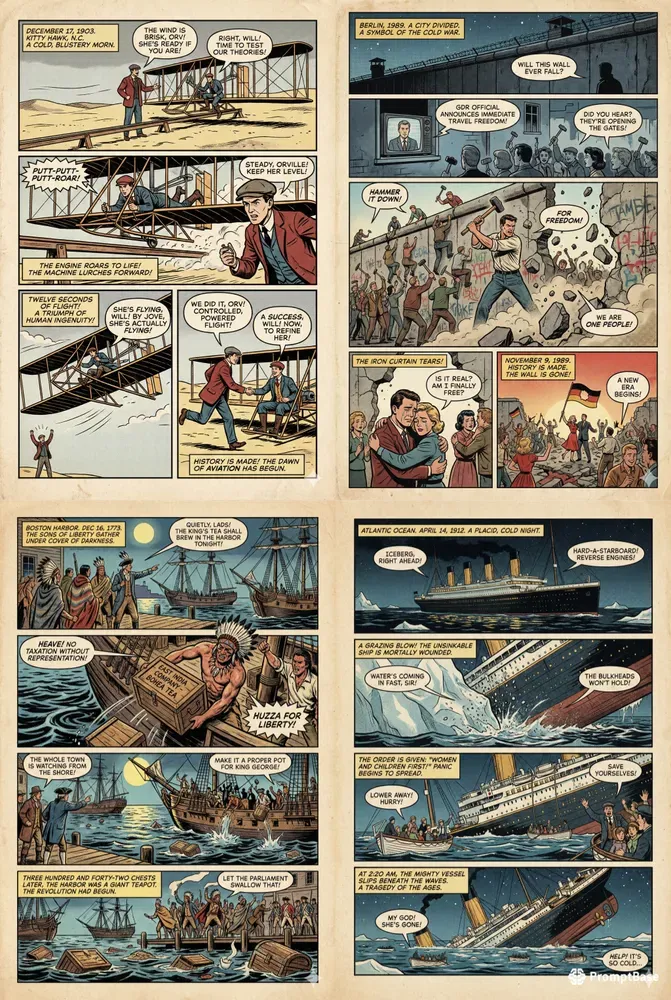 Vintage Style History Comic Pages