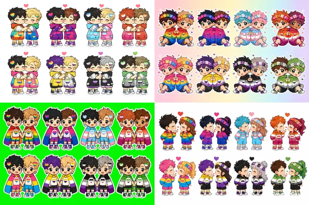 Pride Kawaii Couple Stickers