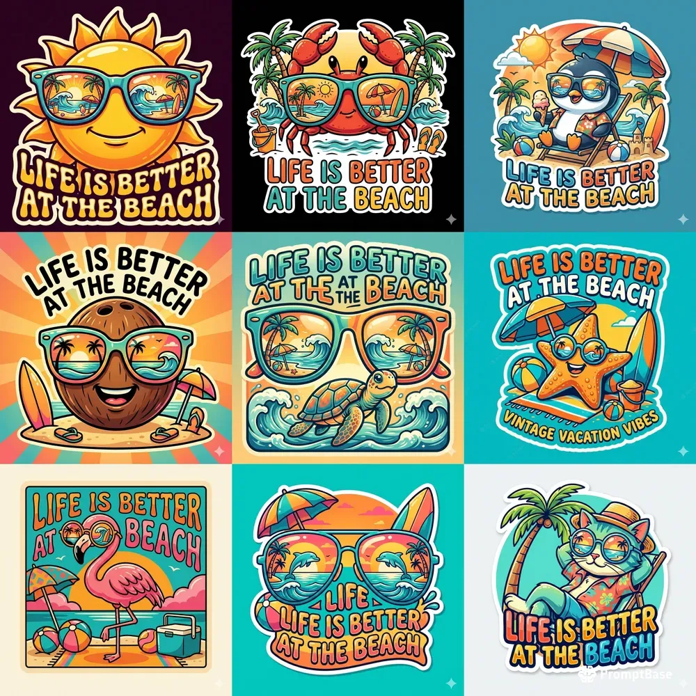 Retro Summer Sunglasses Illustrations