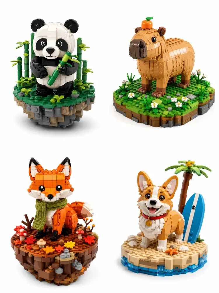Cute 3D Isometric Lego Animals