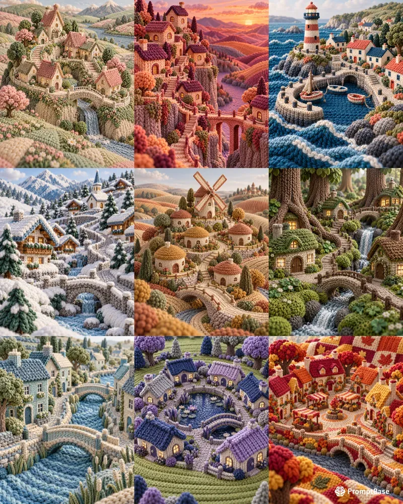 Texture Knitted Fantasy Villages