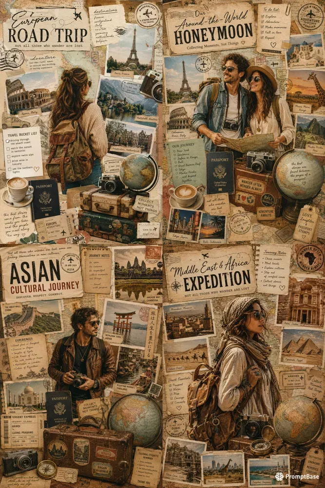 Vintage Travel Journal Collages