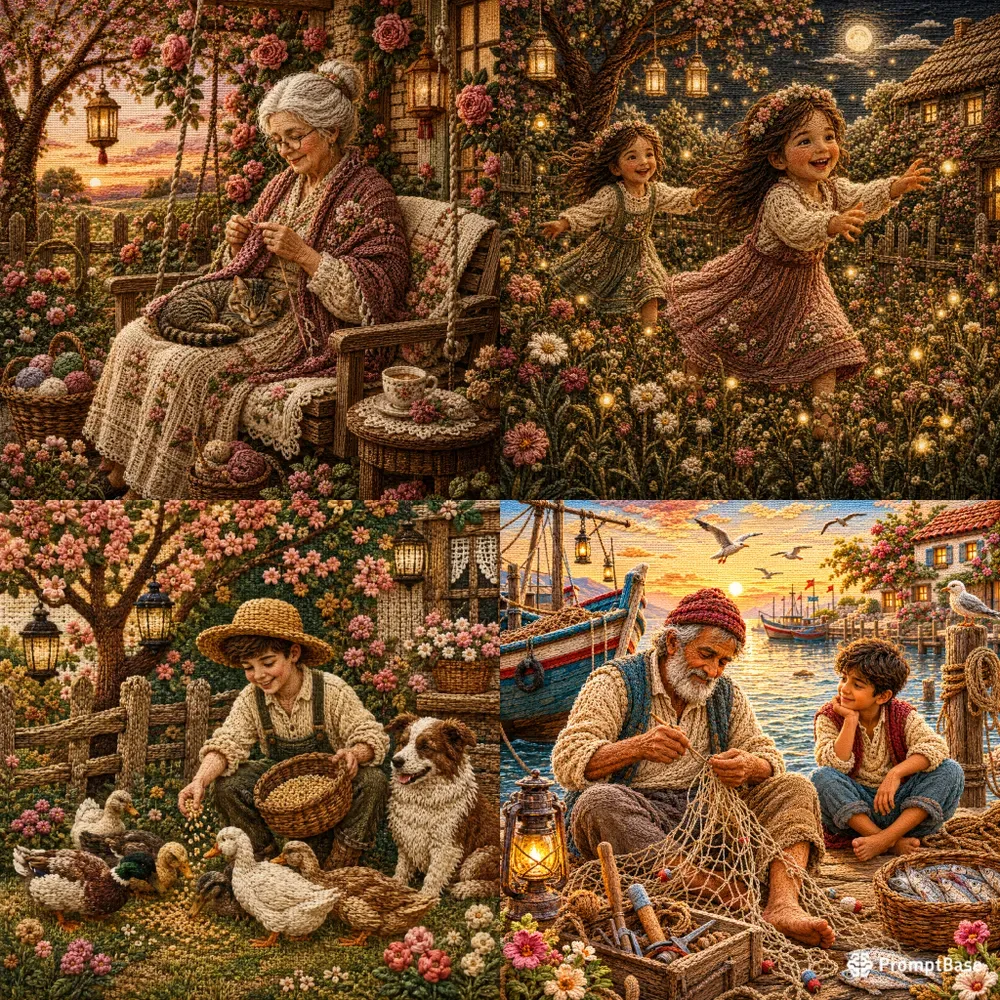 Embroidered Cottage Gardens