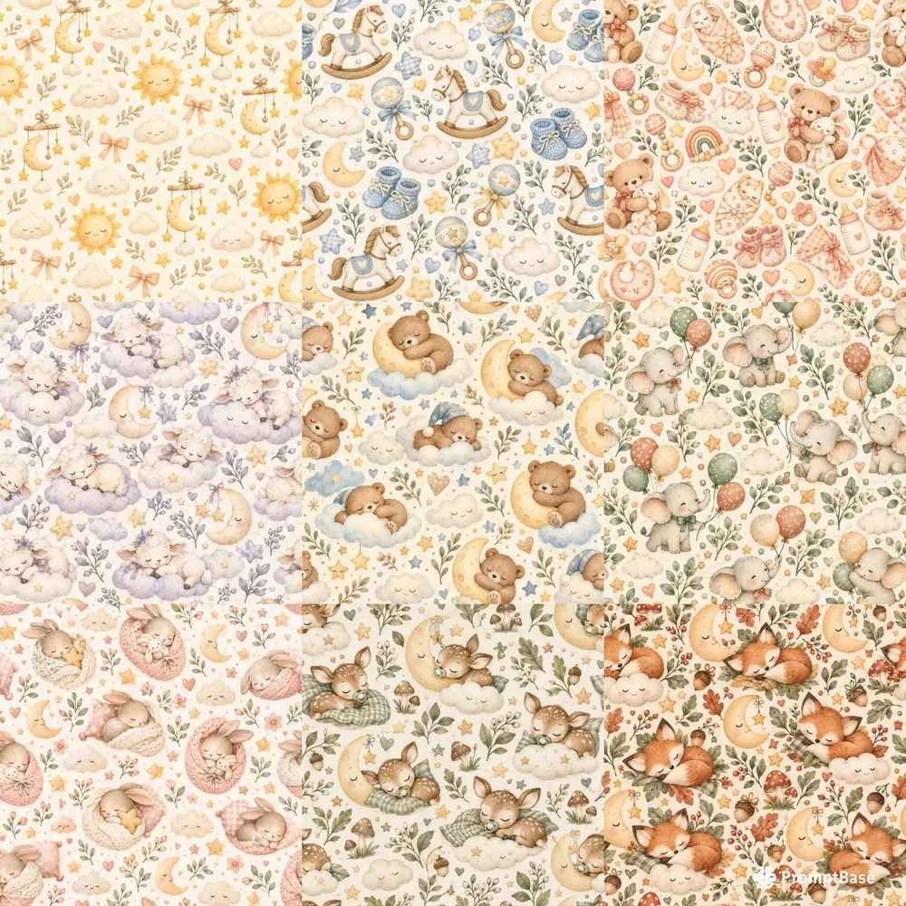 Cozy Baby Nursery Seamless Patterns